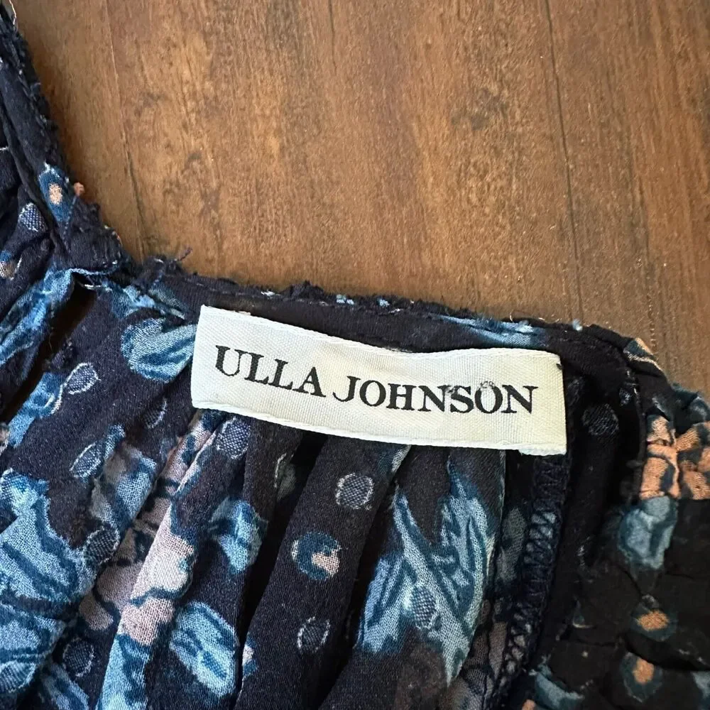 ULLA JOHNSON Inez Blouse Sheer Puff-Sleeve in Multi Floral Print